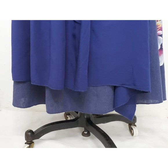 Vintage Womens Handmade Handpainted Floral Layered Flared Skirt Blue XS/S - Picture 5 of 13